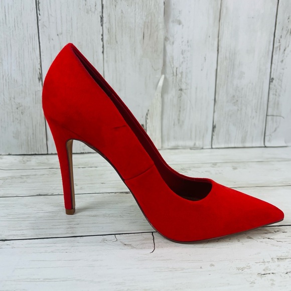 Women's Giselle Shoedazzle, Faux Suede, red Stiletto High Heels Size 7 - Picture 10 of 13